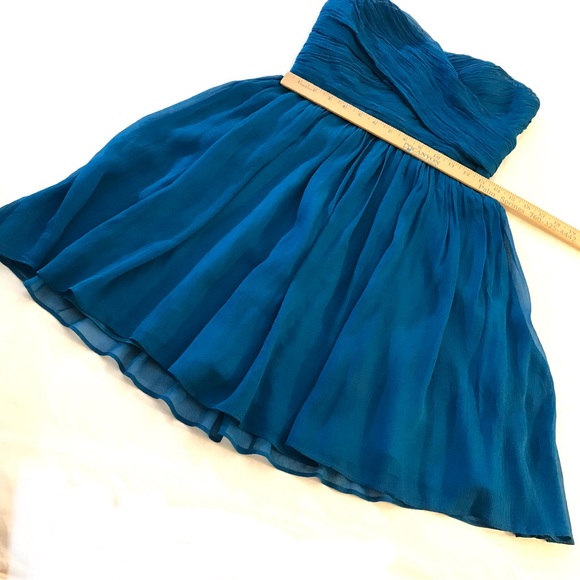 J Crew100%  blue silk chiffon strapless mini dress called Arabella - Picture 10 of 14